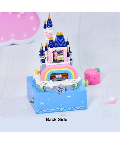 Castle Music Box Building Block Sets Rotating Castle House Music Box Building Blocks DIY Castle Building Bricks for Adults/Te...