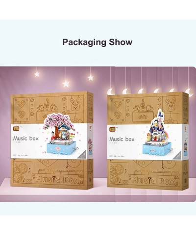 Castle Music Box Building Block Sets Rotating Castle House Music Box Building Blocks DIY Castle Building Bricks for Adults/Te...