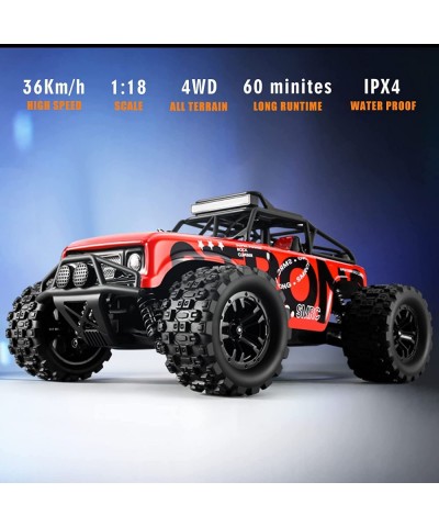 RC Cars 4WD Remote Control Car 1:18 Scale RC Truck 36KPH Fast Racing Car 2.4Ghz Off Road RC Vehicle Crawler with 2 Batteries-...