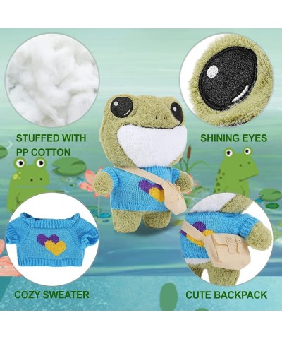 Cute Frog Plush Stuffed Animal w/ Sweater Clothes & Backpack Soft Frog Plush Doll Toys Fluffy Toy Frog Plushie Christmas Birt...