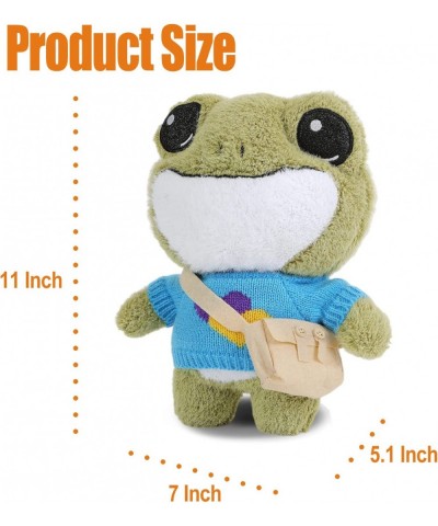 Cute Frog Plush Stuffed Animal w/ Sweater Clothes & Backpack Soft Frog Plush Doll Toys Fluffy Toy Frog Plushie Christmas Birt...