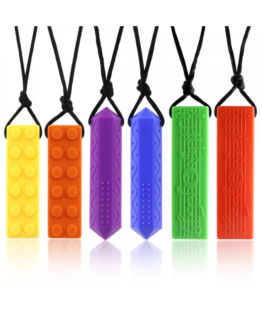 Sensory Chew Necklaces(6 Pack) for with ADHD Autism Biting Needs Sensory Oral Motor Chew Tool BPA Free Silicone chewlery Neck...