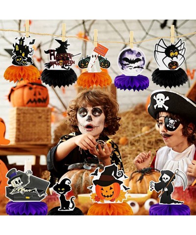 9 Pieces Halloween Party Decorations Halloween Honeycomb Centerpieces Table Decorations Halloween Banner Fireplace Mantle Hom...