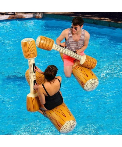 Inflatable Pool Floats 4 Pcs Pool Fighting Battle Log Rafts Row Toys for 2 Players Adults Children Summer Pool Party Floating...