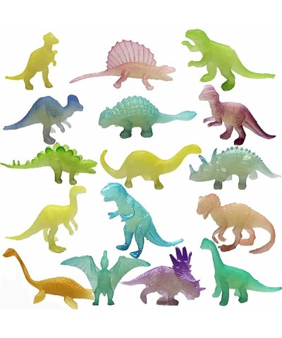 16 Pcs Mini Dinosaur Toy Set Glow in Dark Small Luminous Dinosaurs Toys Plastic Realistic Dino Figure for Boys Girls Kids Bir...