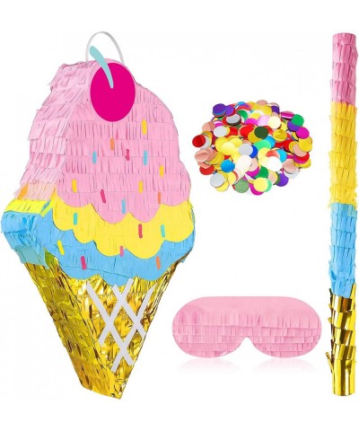 Mini Ice Cream Cone Pinata Ice Cream Party Decorations with Pinata Stick and Blindfold Colorful Sequins Large Ice Cream Pinat...