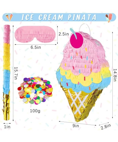 Mini Ice Cream Cone Pinata Ice Cream Party Decorations with Pinata Stick and Blindfold Colorful Sequins Large Ice Cream Pinat...