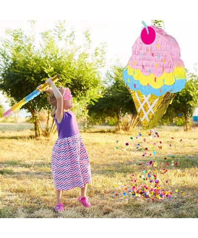 Mini Ice Cream Cone Pinata Ice Cream Party Decorations with Pinata Stick and Blindfold Colorful Sequins Large Ice Cream Pinat...