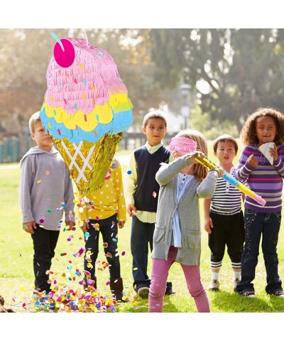 Mini Ice Cream Cone Pinata Ice Cream Party Decorations with Pinata Stick and Blindfold Colorful Sequins Large Ice Cream Pinat...