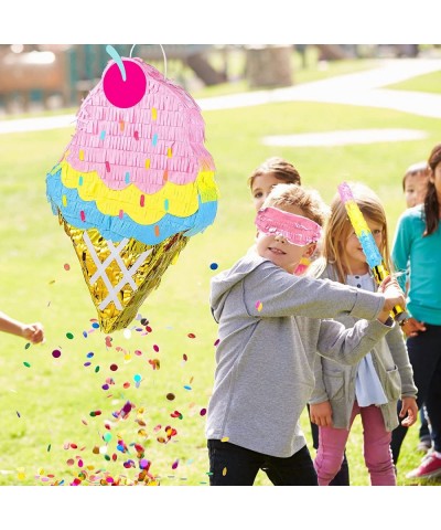 Mini Ice Cream Cone Pinata Ice Cream Party Decorations with Pinata Stick and Blindfold Colorful Sequins Large Ice Cream Pinat...