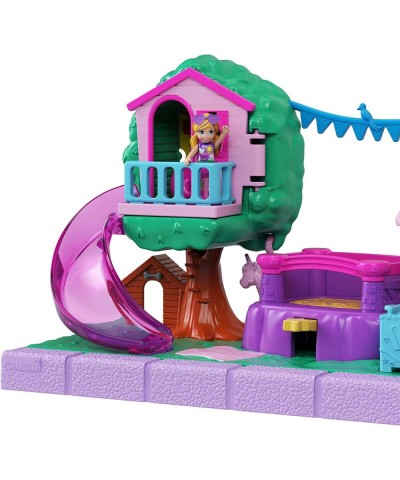 Pollyville Playground Adventure Playset Micro Polly Doll Treehouse Slide Bouncy Castle Jungle Gym Ice Cream Cart Peaches Figu...