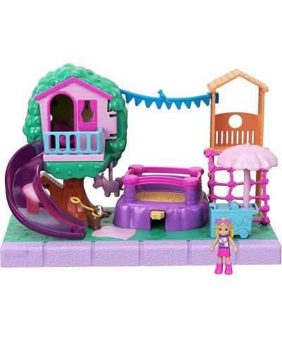 Pollyville Playground Adventure Playset Micro Polly Doll Treehouse Slide Bouncy Castle Jungle Gym Ice Cream Cart Peaches Figu...