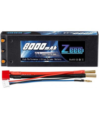 2S Lipo Battery 7.6V 100C 8000mAh High-Voltage Hardcase RC Lipo Batteries with 4mm Bullet to Deans T Connector for RC Vehicle...