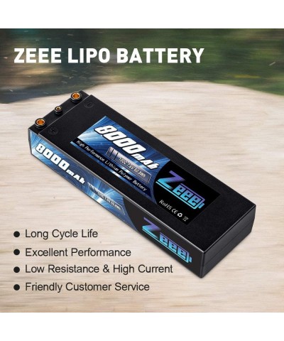 2S Lipo Battery 7.6V 100C 8000mAh High-Voltage Hardcase RC Lipo Batteries with 4mm Bullet to Deans T Connector for RC Vehicle...