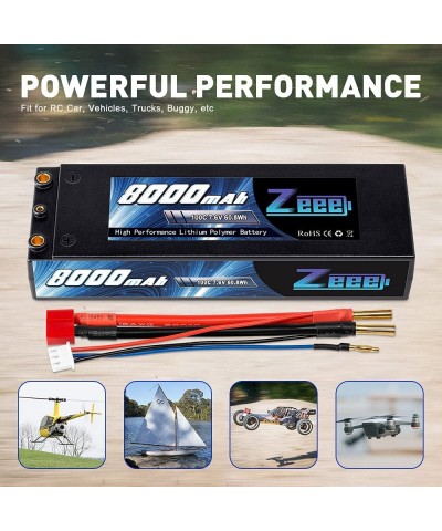 2S Lipo Battery 7.6V 100C 8000mAh High-Voltage Hardcase RC Lipo Batteries with 4mm Bullet to Deans T Connector for RC Vehicle...