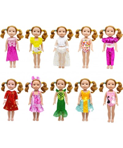 10 Sets 14 Inch Doll Dress Clothes Fashion Handmade Doll Casual Clothes and Dress Outfits and Accessories Include Hair Clips ...