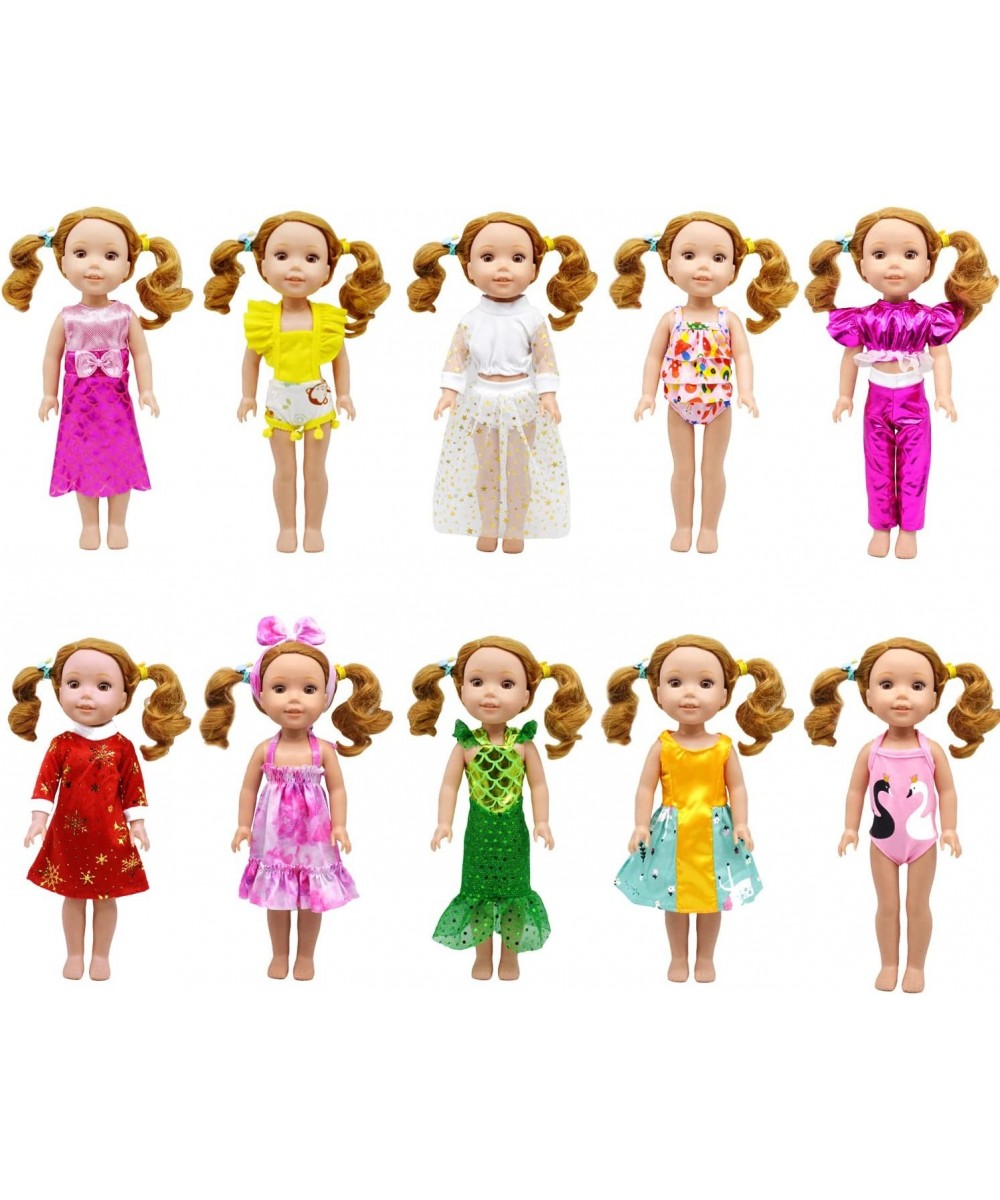 10 Sets 14 Inch Doll Dress Clothes Fashion Handmade Doll Casual Clothes and Dress Outfits and Accessories Include Hair Clips ...