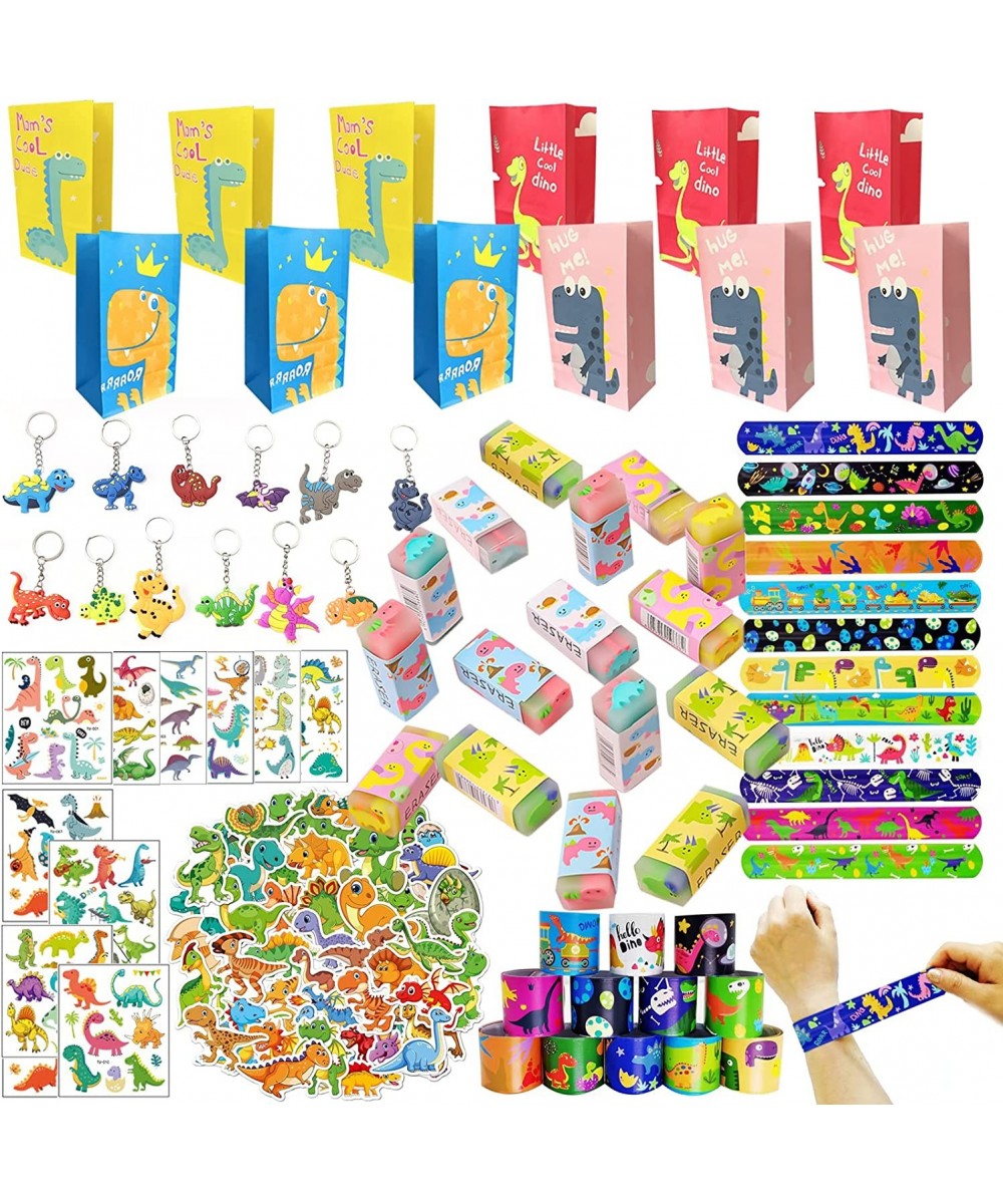 110 Pcs Dinosaur Party Favors for Kids Boys Dinosaur Themed Party Supplies with Slap Bracelets Party Bags Keychains Stickers ...