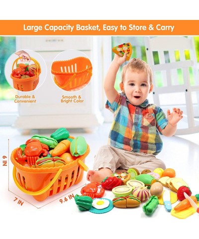 68PCS Pretend Play Food Toys for Kids Kitchen Accessories Set Cutting Toy Fake Food Burger Fruits and Vegetables Dishes Activ...