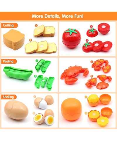 68PCS Pretend Play Food Toys for Kids Kitchen Accessories Set Cutting Toy Fake Food Burger Fruits and Vegetables Dishes Activ...