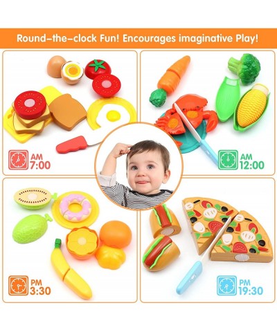 68PCS Pretend Play Food Toys for Kids Kitchen Accessories Set Cutting Toy Fake Food Burger Fruits and Vegetables Dishes Activ...