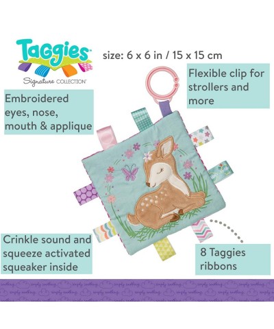 Soothing Sensory Crinkle Me Toy with Baby Paper and Squeaker Flora Fawn 6.5 x 6.5-Inches $23.05 Baby Rattles & Plush Rings