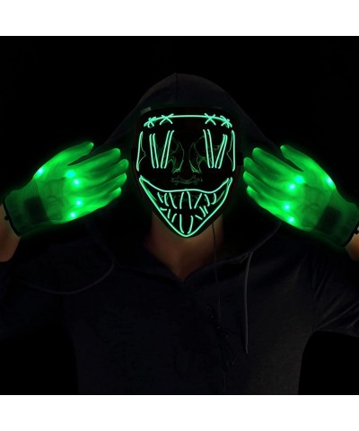 Halloween Scary LED Mask with Light Up Gloves Kit Led Flashing Mask Party Supplies for Halloween Festival Novelty and Creepy ...