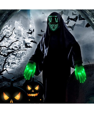 Halloween Scary LED Mask with Light Up Gloves Kit Led Flashing Mask Party Supplies for Halloween Festival Novelty and Creepy ...