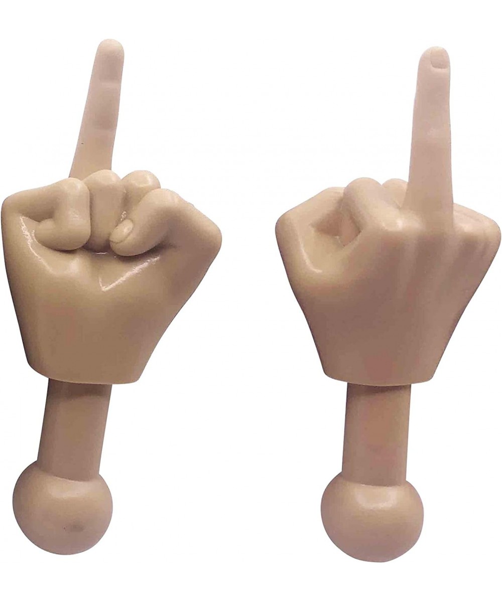 Tiny Hands 4.5-Inch Novelty Toys | Two Middle Finger Hands Beige | Plastic Puppets with Holding Sticks | Funny Gag Gifts Figu...