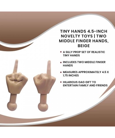 Tiny Hands 4.5-Inch Novelty Toys | Two Middle Finger Hands Beige | Plastic Puppets with Holding Sticks | Funny Gag Gifts Figu...