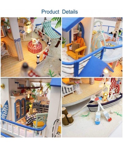 DIY Dollhouse Kit Wooden Miniature Dollhouse with Furniture and Music Tiny House Building Kit DIY Miniature Kits Blue Sea Leg...