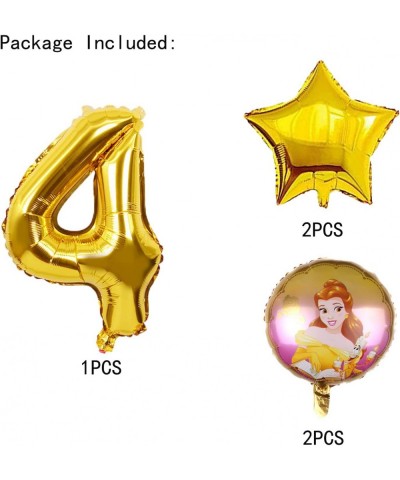 Princess Belle 4th Birthday Decorations Gold Number 4 Balloon 32 Inch | Belle Princess Balloons for Girl’s Birthday Baby Show...