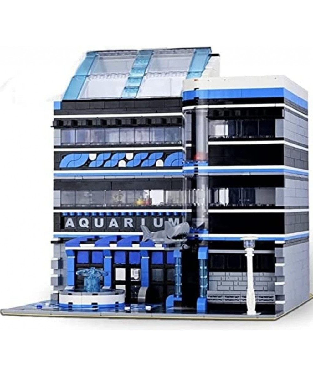 Ocean Aquarium Museum Modern Three Level Glass Front Street View Modular Building Blocks Set Aquarium Bricks Toy Building Set...