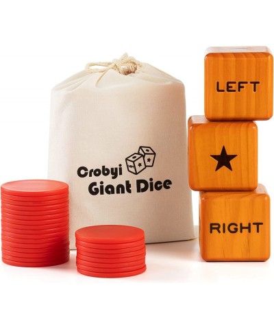 Giant Right Center Left Dice Game with 24 Large Chips & Carry Bag. 3.5" Giant Wooden Outdoor & Lawn Dice Game for Family. $57...