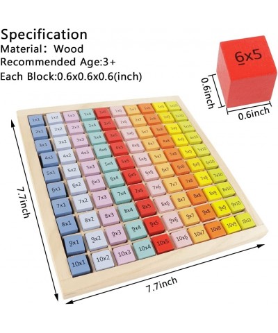 Wooden Multiplication Board Game 100 Cubes Blocks Montessori 10x10 Times Table Tray with Answers Preschool Learning Toys Gift...