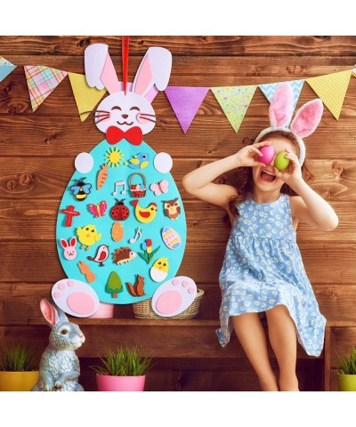 Easter Felt Crafts Plus Tic-Tac-Toe Game 3.1 Ft DIY Rabbit Felt Craft Ornaments with Hanging Craft Kits for Kids Easter Birth...