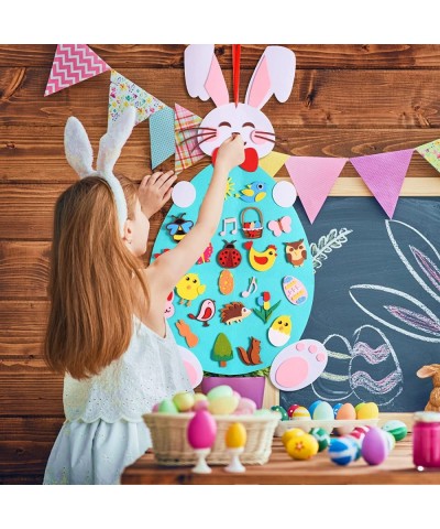 Easter Felt Crafts Plus Tic-Tac-Toe Game 3.1 Ft DIY Rabbit Felt Craft Ornaments with Hanging Craft Kits for Kids Easter Birth...