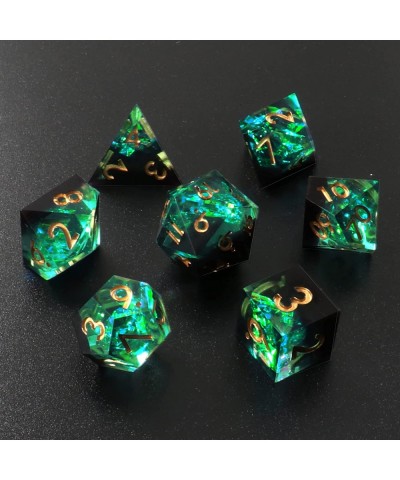 DND Dice Handmade Resin Polyhedral Dice D&D dice Set Sharp Edge Dice with Beautiful Inclusions for Dungeons and Dragons RPG R...