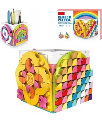 Dots Rainbow Pencil Holder DIY Creative Craft Decorations Kit Bricks Pen Holder Building Blocks Pencil Jewelry Organizer Box ...