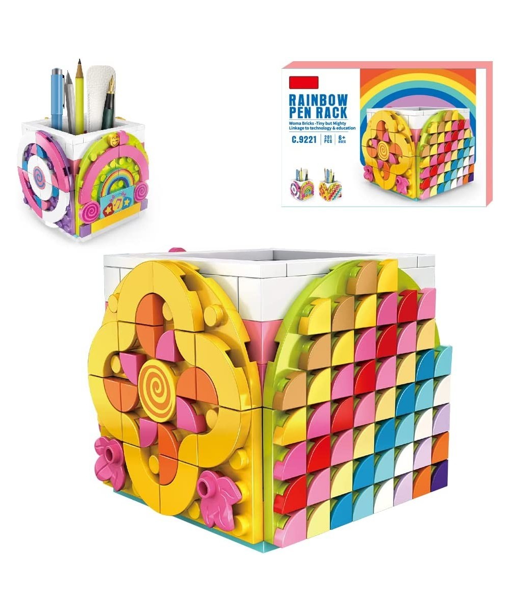 Dots Rainbow Pencil Holder DIY Creative Craft Decorations Kit Bricks Pen Holder Building Blocks Pencil Jewelry Organizer Box ...