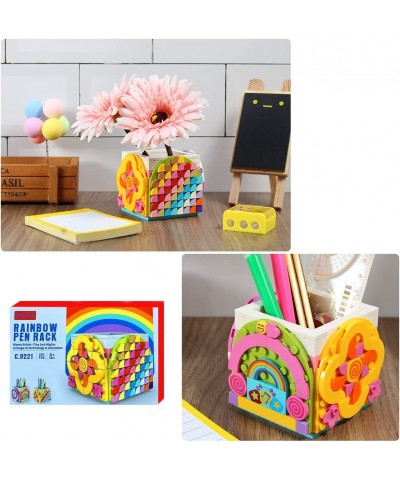 Dots Rainbow Pencil Holder DIY Creative Craft Decorations Kit Bricks Pen Holder Building Blocks Pencil Jewelry Organizer Box ...