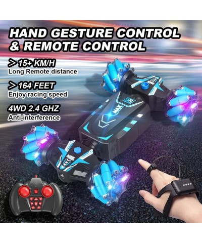 Remote Control Car Hand Controlled Gesture RC Stunt Car with Spray & Lights & Music for Kids 6-13 Years Old 4WD 2.4GHz Off-Ro...