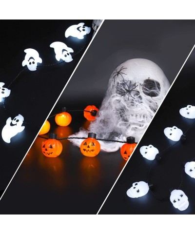 Halloween Necklaces Accessories 3Pcs Halloween Light Up Necklace Halloween Pumpkin Skull Ghost Glow Necklaces 3D Light Hallow...