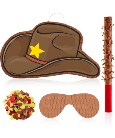 15.7 Inch Cowboy Hat Pinata for Boys Girls Kids Western Cowboy Theme Birthday Party Decors Party Favors with Blindfold Stick ...