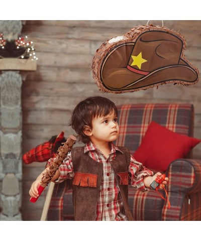 15.7 Inch Cowboy Hat Pinata for Boys Girls Kids Western Cowboy Theme Birthday Party Decors Party Favors with Blindfold Stick ...