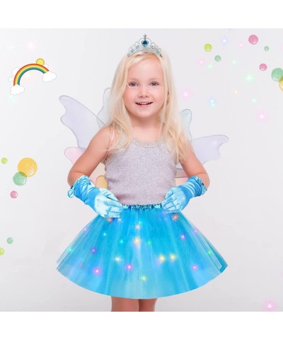 9 Pcs LED Light up Tutu Skirt Princess Dress up Tutu with Crowns and Gloves 80s Layered Ballet Tutus Tulle Skirt Party Carniv...