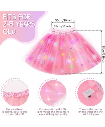 9 Pcs LED Light up Tutu Skirt Princess Dress up Tutu with Crowns and Gloves 80s Layered Ballet Tutus Tulle Skirt Party Carniv...