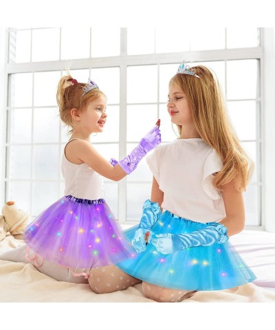 9 Pcs LED Light up Tutu Skirt Princess Dress up Tutu with Crowns and Gloves 80s Layered Ballet Tutus Tulle Skirt Party Carniv...