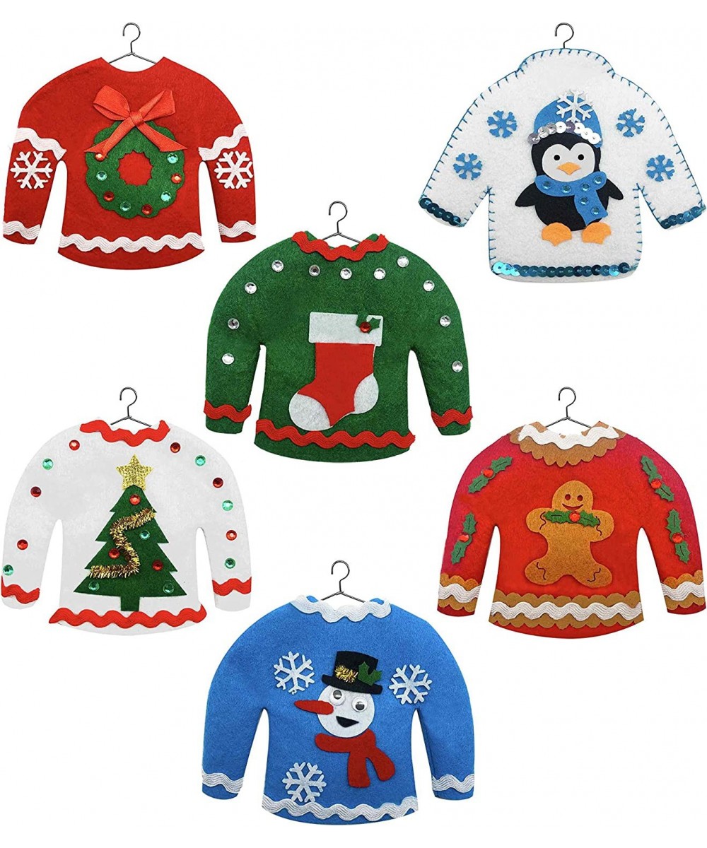 6 DIY Ugly Sweater Christmas Tree Ornament Holiday Craft Kit Decoration for Kids Gift Toys Stuffers Décor $24.54 Craft Kits