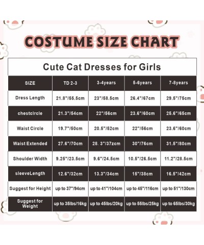 Cute Cat Costume Dresses for Girls Halloween Cat Cosplay Dresses with Accessories $42.45 Kids' Costumes